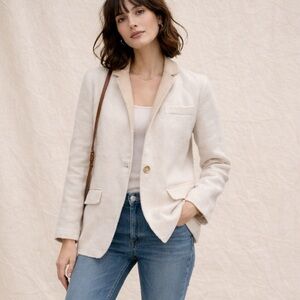 J.Crew Double-Faced Soft Wool Blend Blazer Coat Ivory Tan Size 2